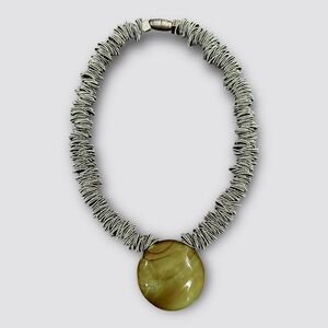Murano Glass and Steel Springs Artizan Maratea Necklace by Antares Venezia